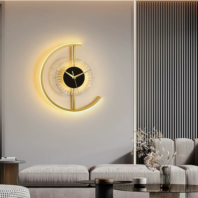 Modern Luxury Home Decoration Lighting Wall light Creative Clock Gold Wall Lamp