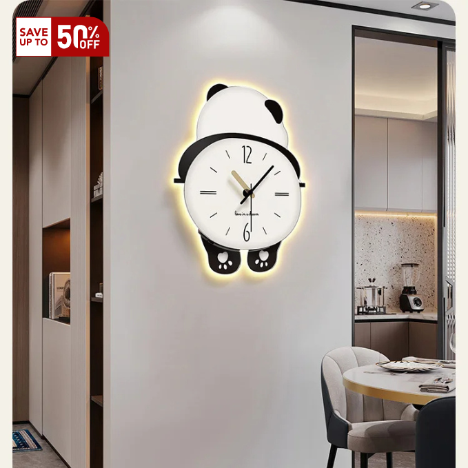 Panda Wall Clocks for Living Room, Modern Simplicity Atmosphere, Household Decoration, Hanging Watch, Creative Clock, Fashion