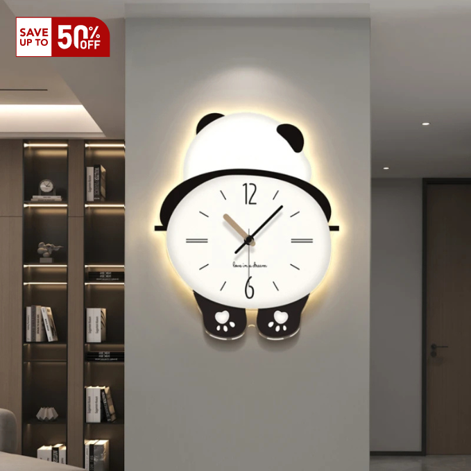 Panda Wall Clocks for Living Room, Modern Simplicity Atmosphere, Household Decoration, Hanging Watch, Creative Clock, Fashion