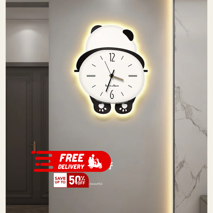 Panda Wall Clocks for Living Room, Modern Simplicity Atmosphere, Household Decoration, Hanging Watch, Creative Clock, Fashion